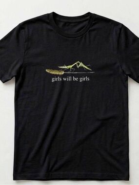 Gildan Black Tee with Green Praying Mantis Graphic